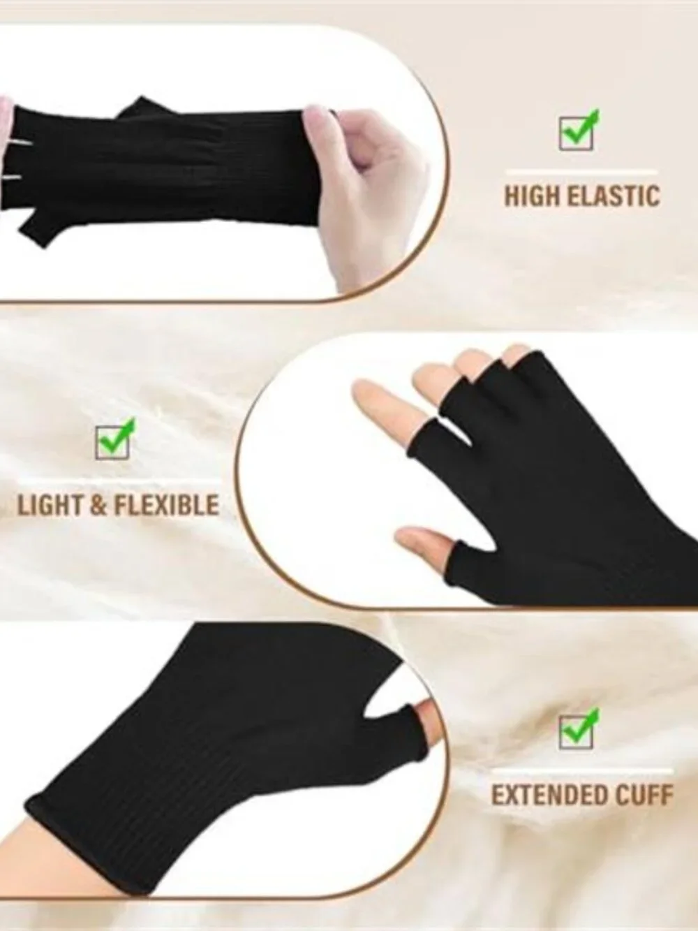 Mens Womens Fingerless Gloves Merino Wool Liner Touchscreen Knit Winter Warm
